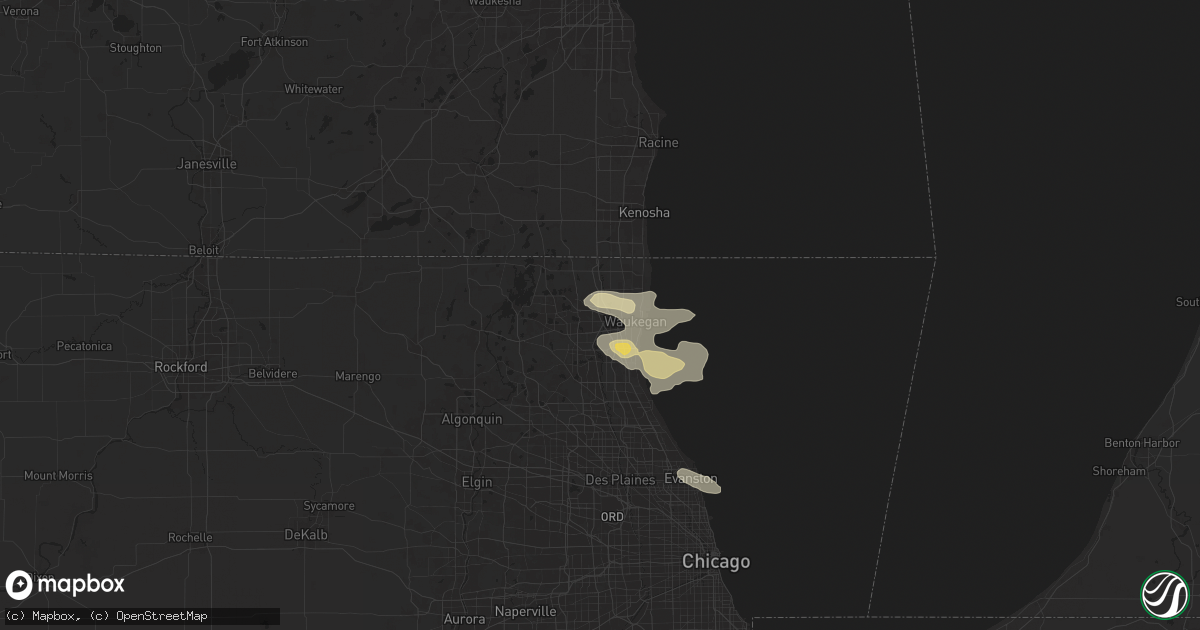 Hail map in Gurnee, IL on August 4, 2024