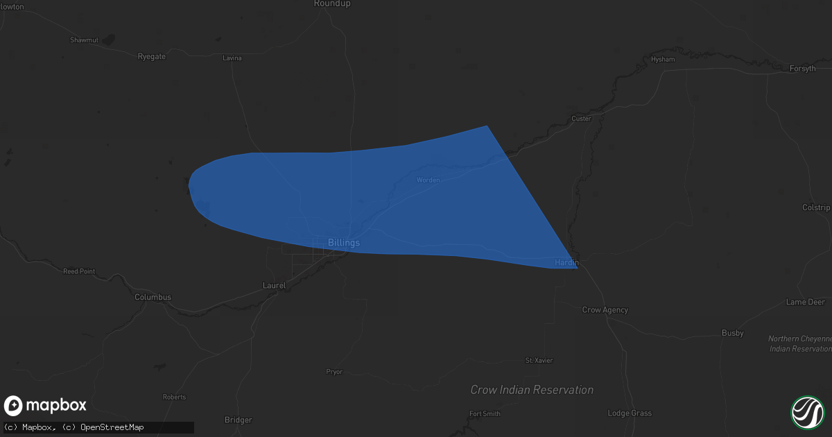 Hail map in Huntley, MT on August 4, 2024