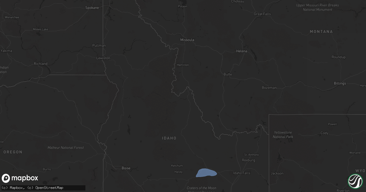 Hail map in Idaho on August 4, 2024