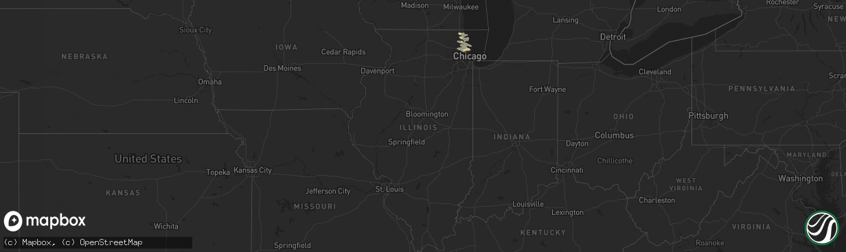 Hail map in Illinois on August 4, 2024