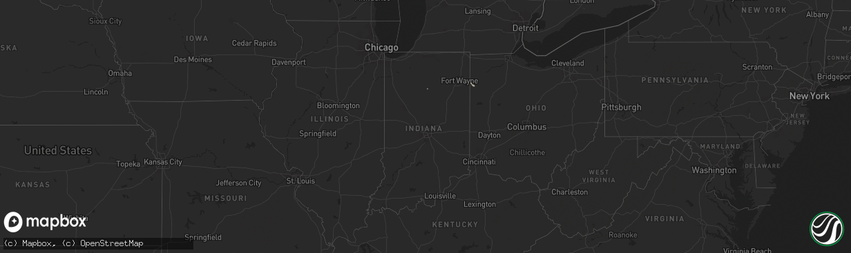 Hail map in Indiana on August 4, 2024