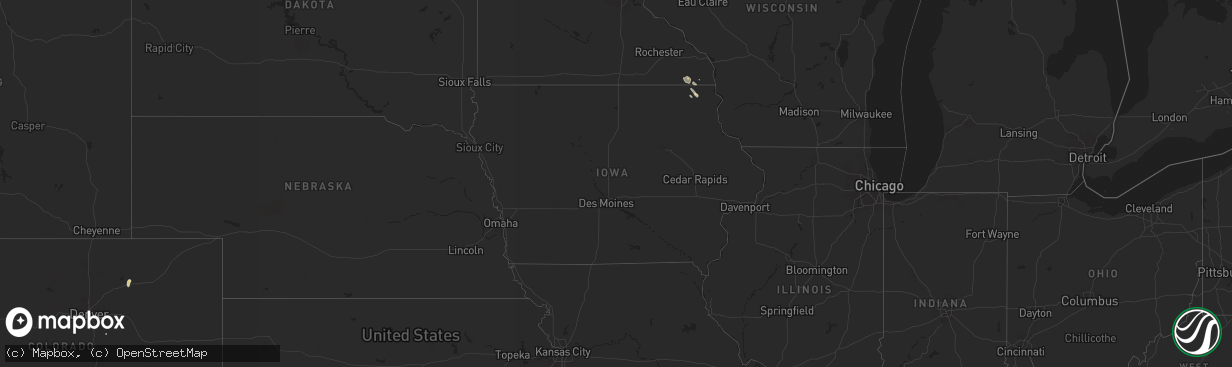 Hail map in Iowa on August 4, 2024