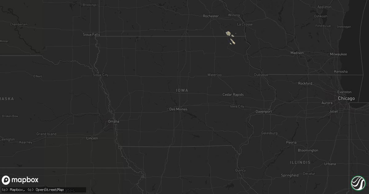 Hail map in Iowa on August 4, 2024
