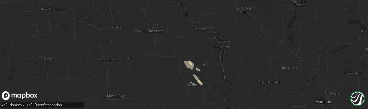 Hail map in Lanesboro, MN on August 4, 2024