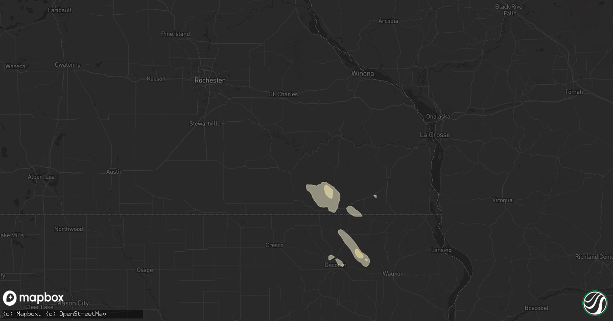 Hail map in Lanesboro, MN on August 4, 2024