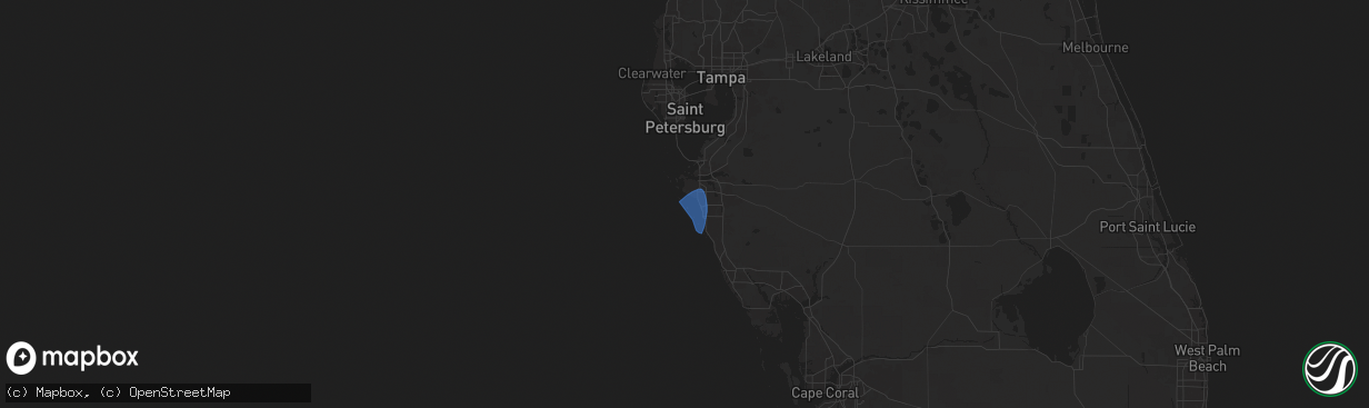 Hail map in Longboat Key, FL on August 4, 2024