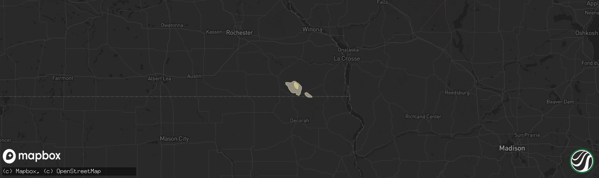 Hail map in Mabel, MN on August 4, 2024