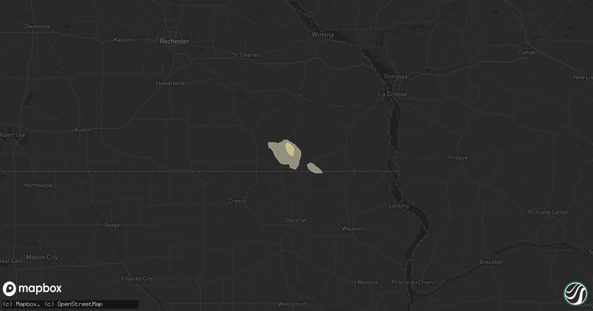 Hail map in Mabel, MN on August 4, 2024