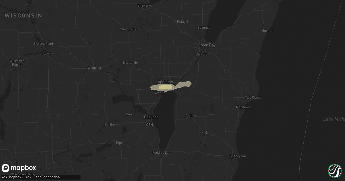 Hail map in Menasha, WI on August 4, 2024