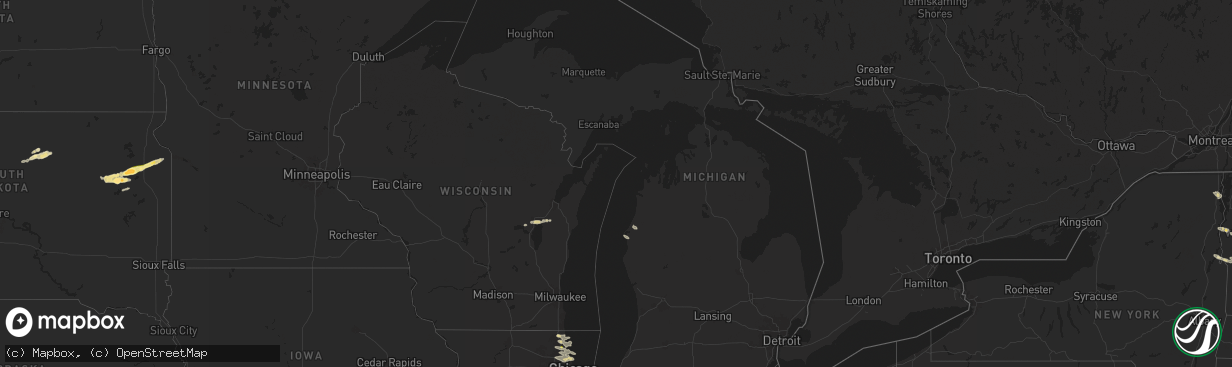 Hail map in Michigan on August 4, 2024