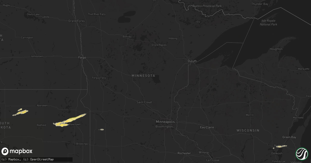 Hail map in Minnesota on August 4, 2024