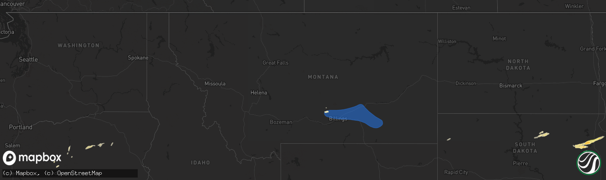 Hail map in Montana on August 4, 2024