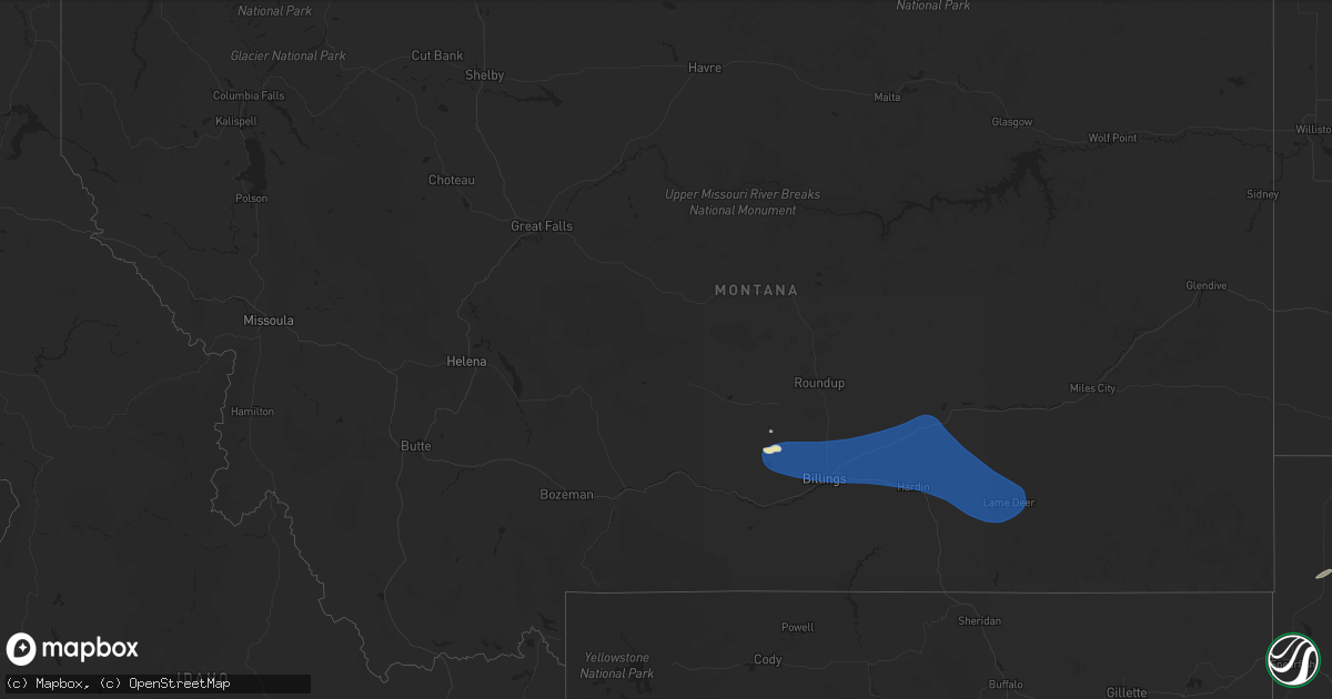 Hail map in Montana on August 4, 2024