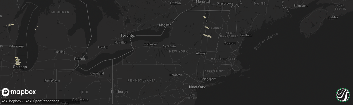 Hail map in New York on August 4, 2024