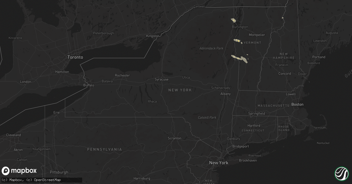 Hail map in New York on August 4, 2024