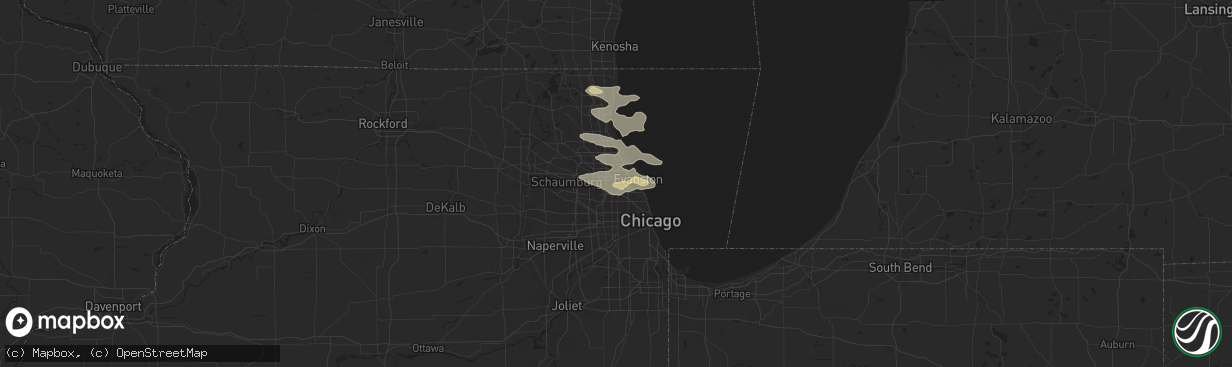 Hail map in Niles, IL on August 4, 2024