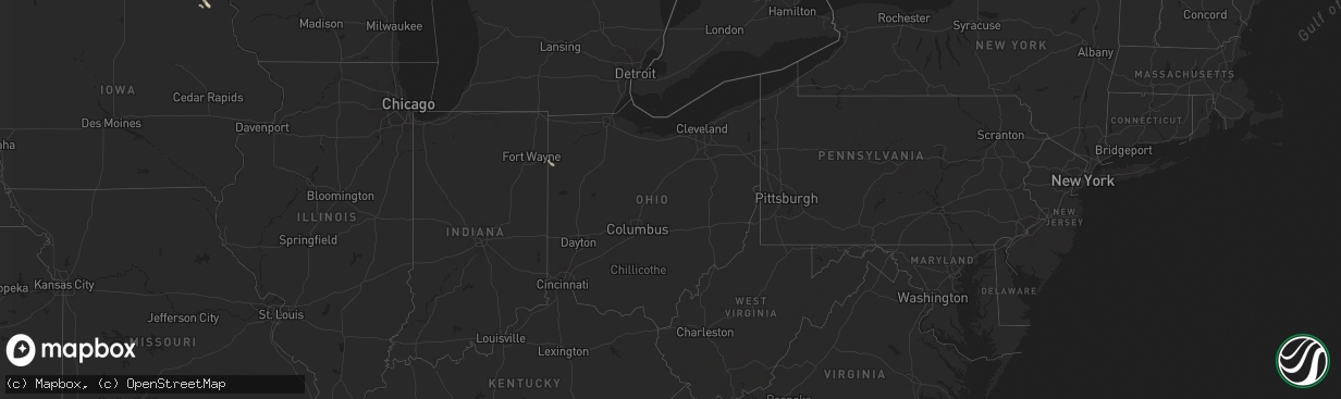 Hail map in Ohio on August 4, 2024