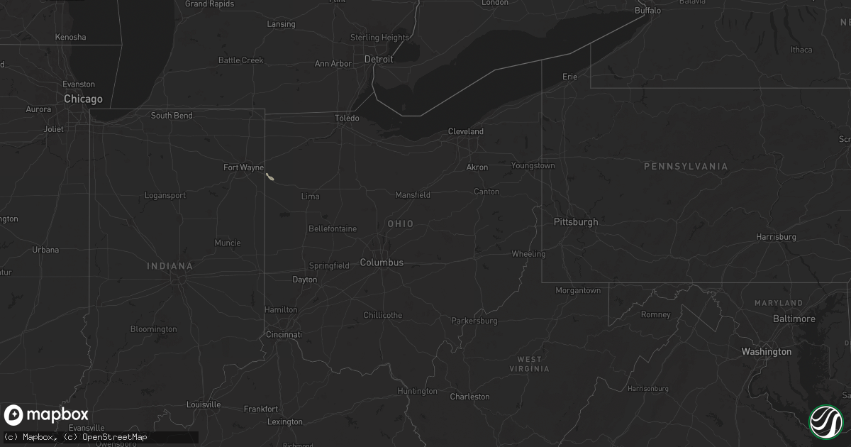 Hail map in Ohio on August 4, 2024