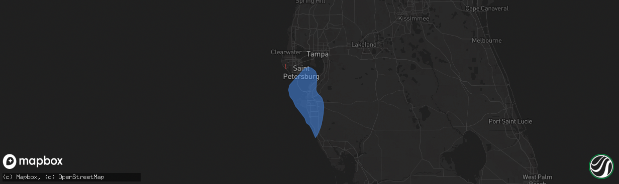 Hail map in Palmetto, FL on August 4, 2024