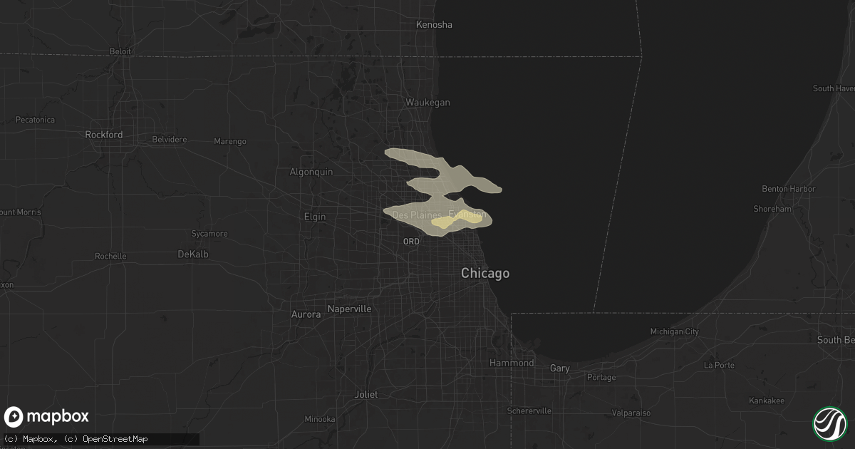 Hail map in Park Ridge, IL on August 4, 2024