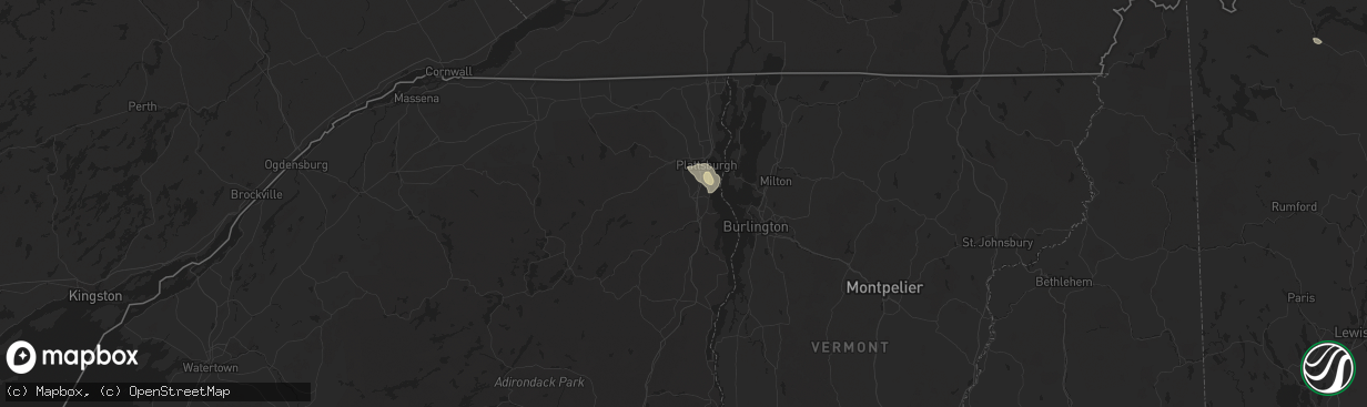 Hail map in Peru, NY on August 4, 2024