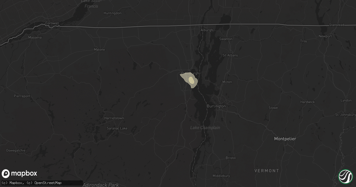 Hail map in Peru, NY on August 4, 2024