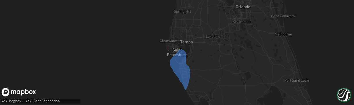 Hail map in Saint Petersburg, FL on August 4, 2024