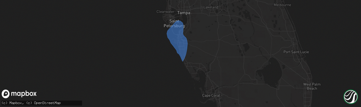 Hail map in Sarasota, FL on August 4, 2024