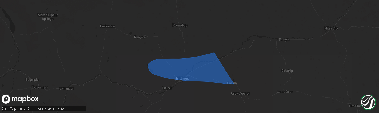 Hail map in Shepherd, MT on August 4, 2024