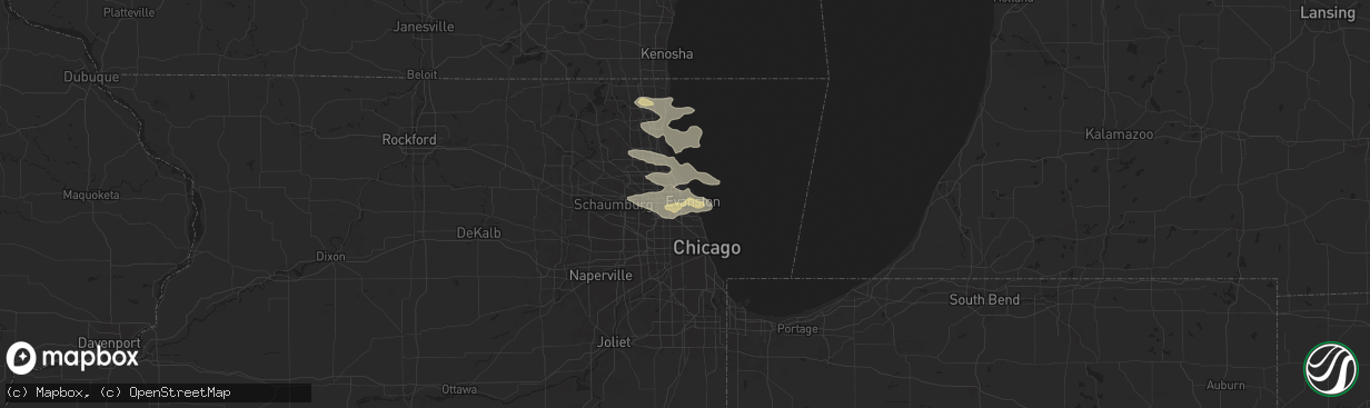 Hail map in Skokie, IL on August 4, 2024