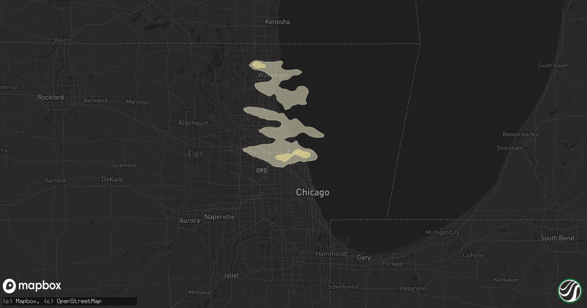 Hail map in Skokie, IL on August 4, 2024