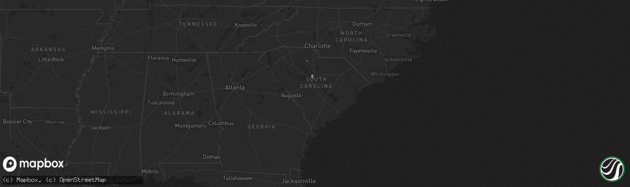 Hail map in South Carolina on August 4, 2024