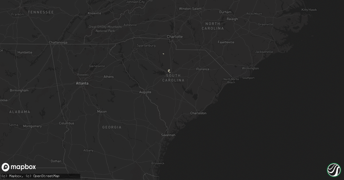 Hail map in South Carolina on August 4, 2024