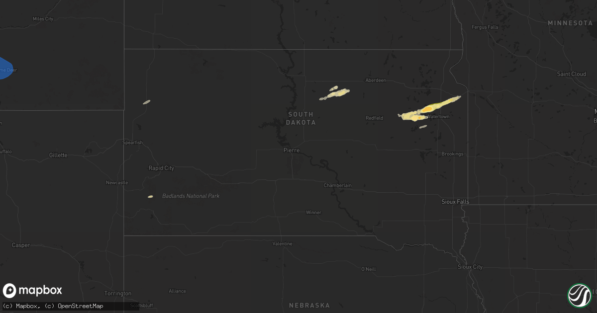 Hail map in South Dakota on August 4, 2024