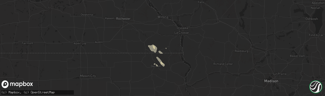 Hail map in Spring Grove, MN on August 4, 2024