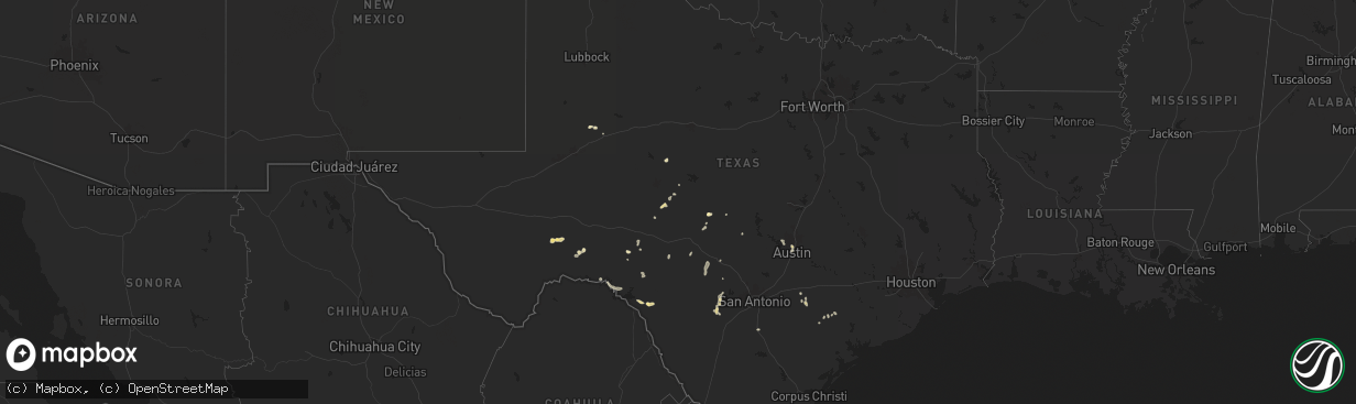 Hail map in Texas on August 4, 2024