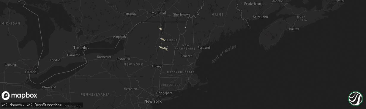 Hail map in Vermont on August 4, 2024