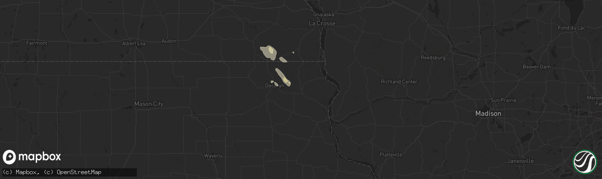 Hail map in Waukon, IA on August 4, 2024