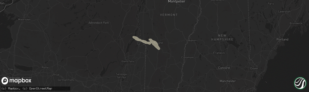 Hail map in West Rutland, VT on August 4, 2024