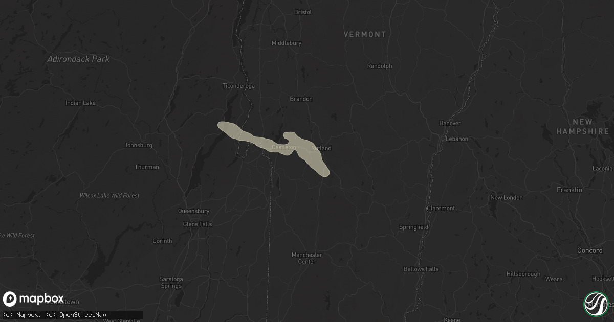 Hail map in West Rutland, VT on August 4, 2024