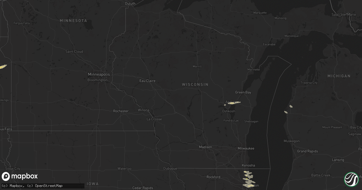 Hail map in Wisconsin on August 4, 2024