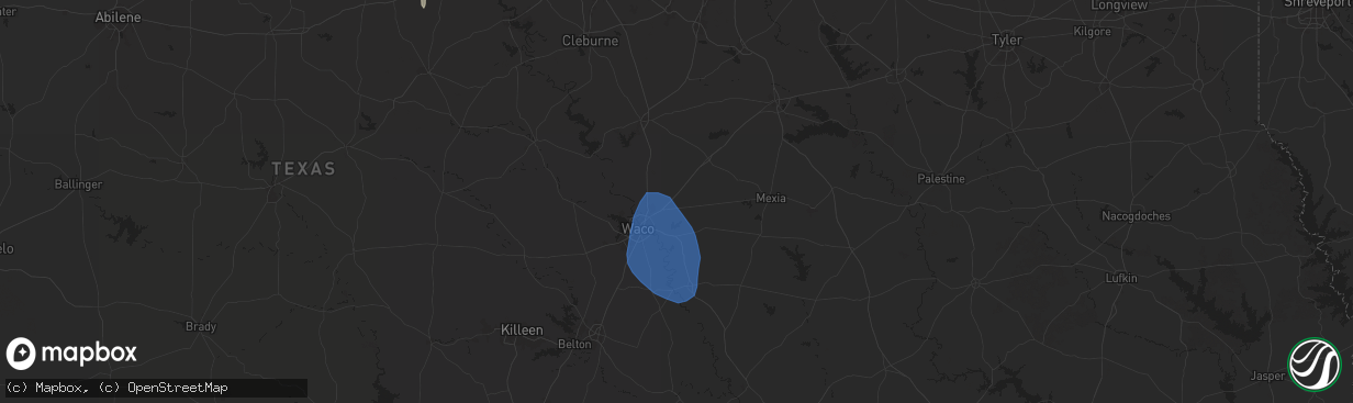 Hail map in Axtell, TX on August 4, 2025