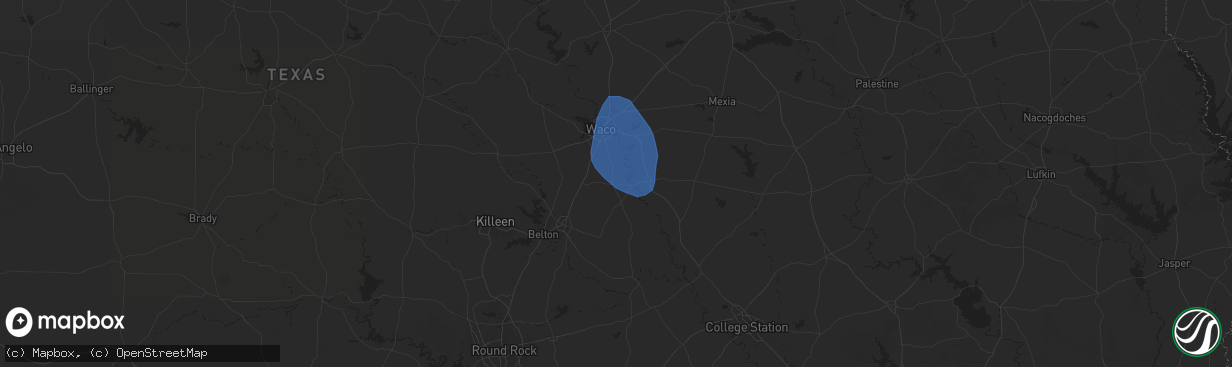 Hail map in Chilton, TX on August 4, 2025