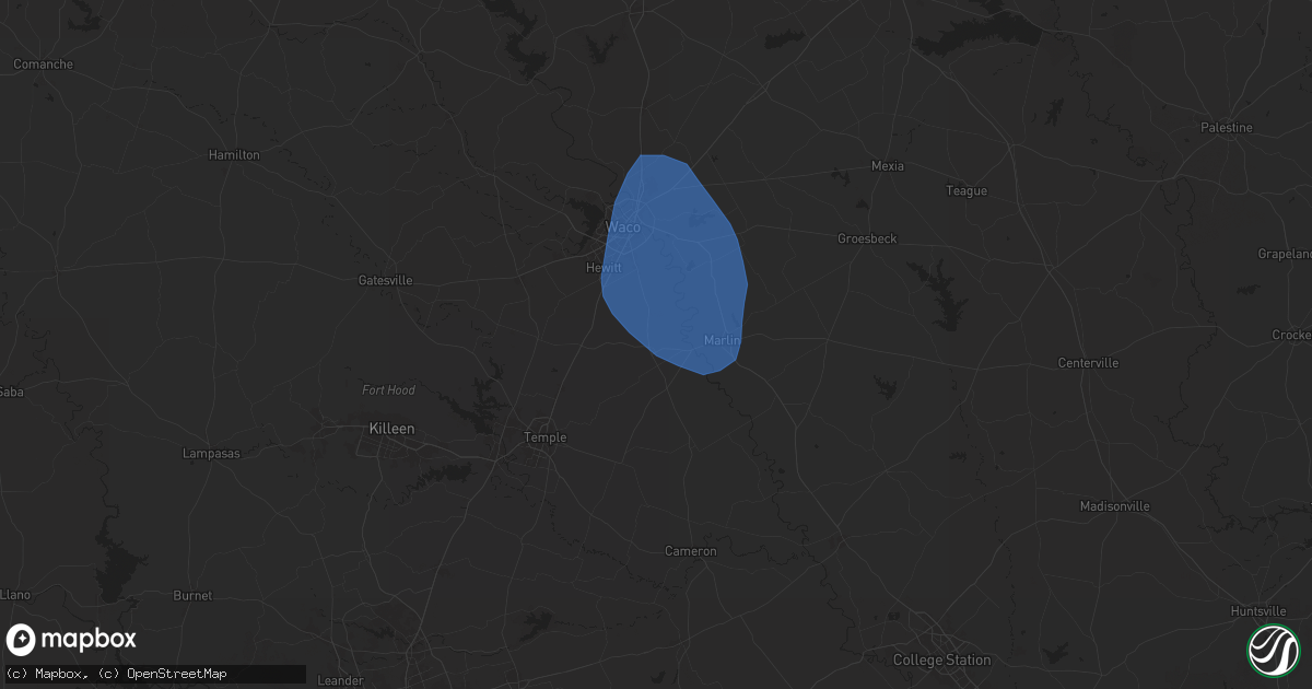 Hail map in Chilton, TX on August 4, 2025