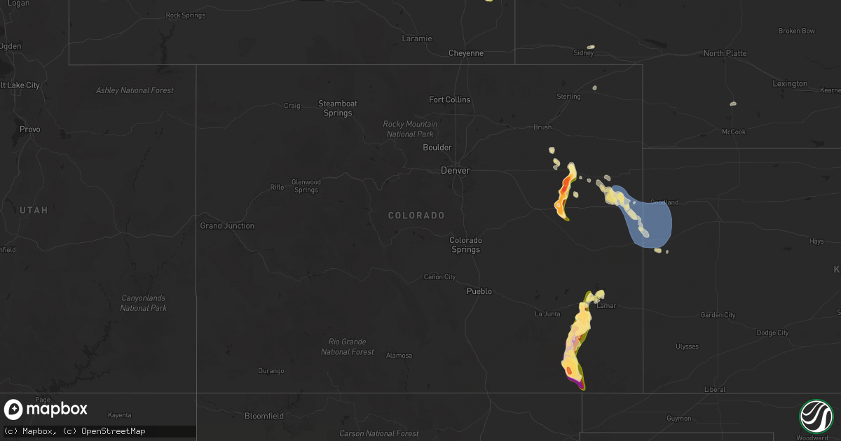 Hail map in Colorado on August 4, 2025