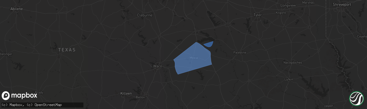 Hail map in Coolidge, TX on August 4, 2025