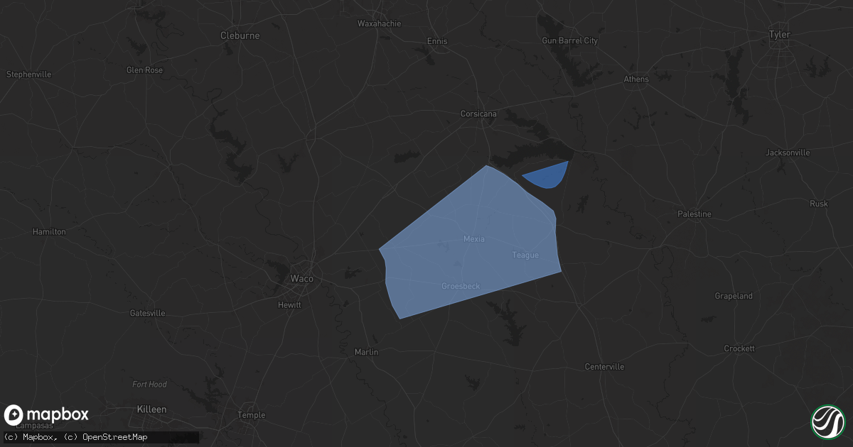 Hail map in Coolidge, TX on August 4, 2025