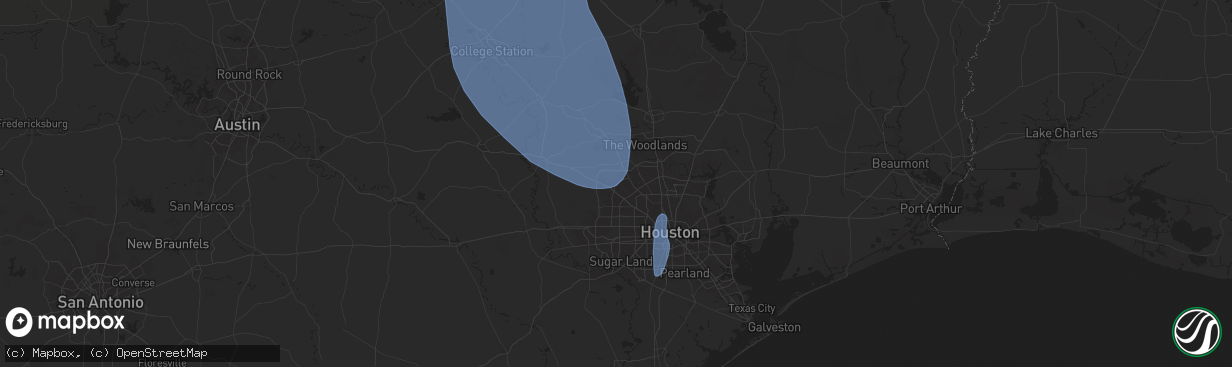 Hail map in Cypress, TX on August 4, 2025