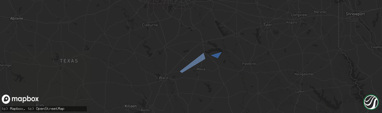 Hail map in Dawson, TX on August 4, 2025