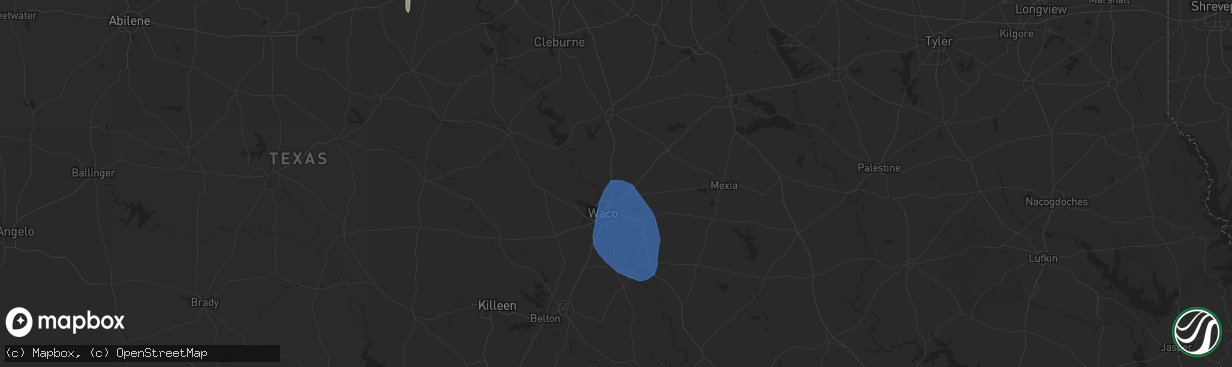 Hail map in Elm Mott, TX on August 4, 2025